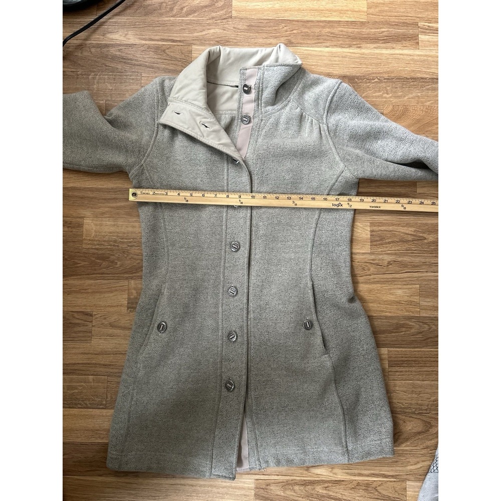 Kuhl Womens Savina Alfpaca Fleece Peacoat Sz M Oatmeal Beige Button Full Length - Picture 7 of 8